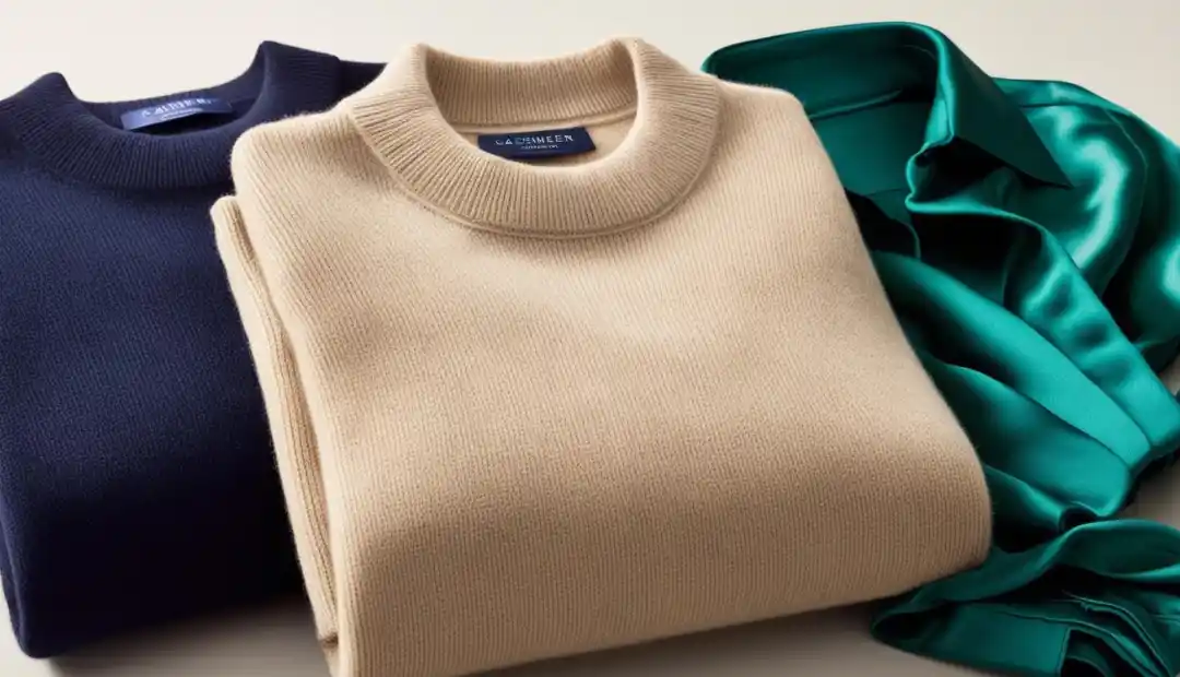 Maglioni piegati e camicia in raso pronta per il lavaggio a secco